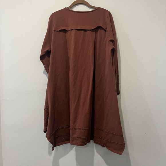 Pretty Angel Linen Blend Blouse Tunic Dress Women’s Large Brown Boho Goblincore - Picture 2 of 7